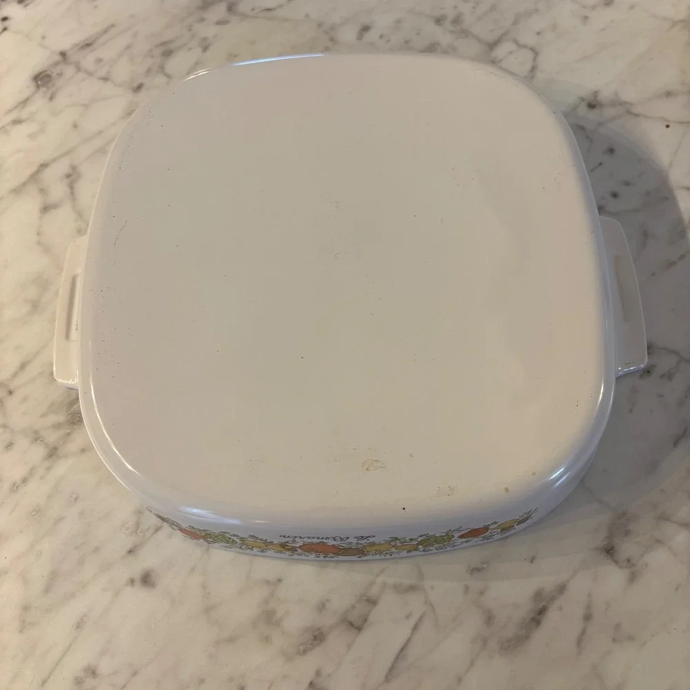 Corning Ware Leinsal La Sauge Casserole‎ Dish Square Vegetable Pattern Set of 2